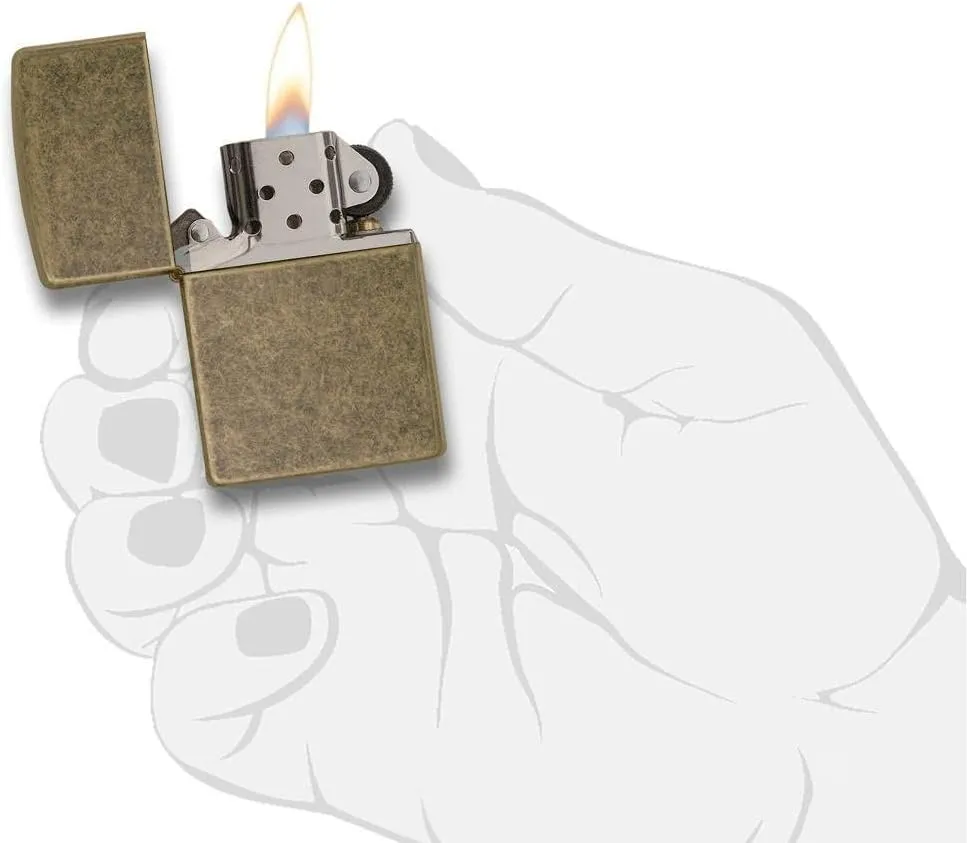 Zippo Lighter - Personalized Custom Message Engrave on Brass Windproof Lighter Antique Brass 201FB