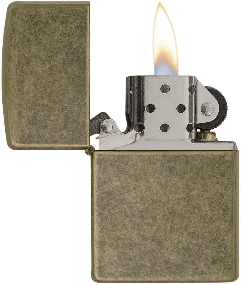 Zippo Lighter - Personalized Custom Message Engrave on Brass Windproof Lighter Antique Brass 201FB