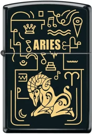 Zippo Lighter – Personalized Custom Message Engraved Windproof Astrological Sign Zodiac Lighter Black Matte