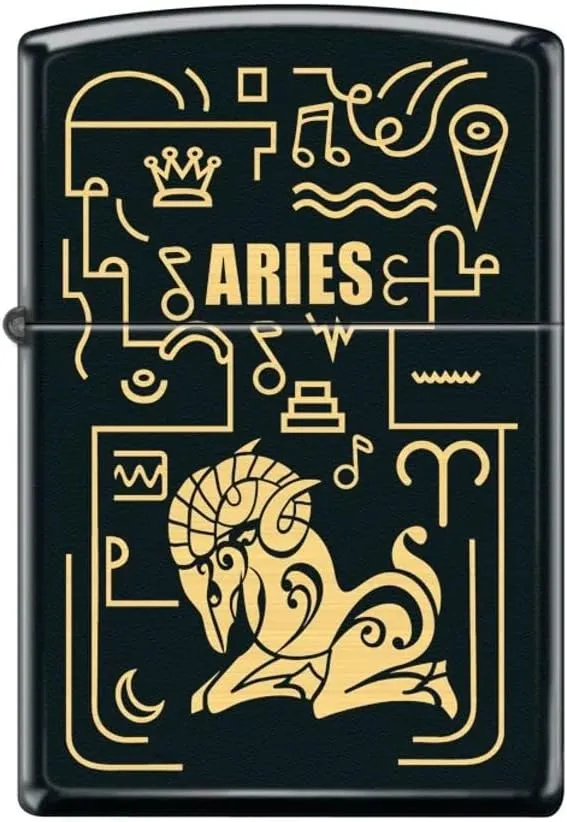 Zippo Lighter – Personalized Custom Message Engraved Windproof Astrological Sign Zodiac Lighter Black Matte