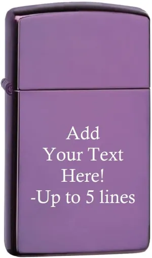 Zippo Lighter - Personalized Customize Message Engrave on Slim Size Windproof Lighter (Purple Abyss #28124)