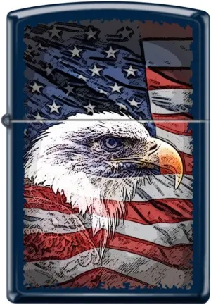 Zippo Lighter - Personalized Message Engraved on Backside Americana US Eagle USA Flag Patriotic Collection1 Windproof Lighter