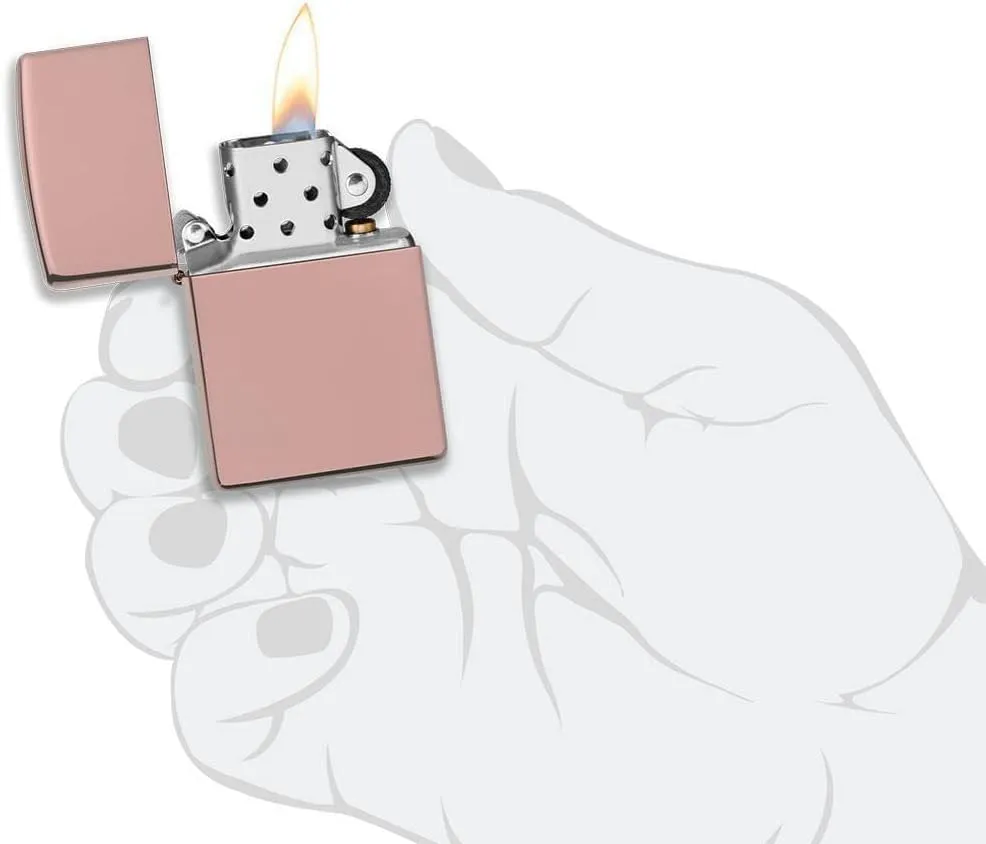 Zippo Lighter - Personalized Message Engraved on Backside Colored Windproof Lighter Rose Gold 49190
