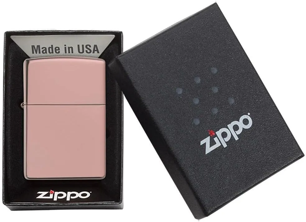 Zippo Lighter - Personalized Message Engraved on Backside Colored Windproof Lighter Rose Gold 49190