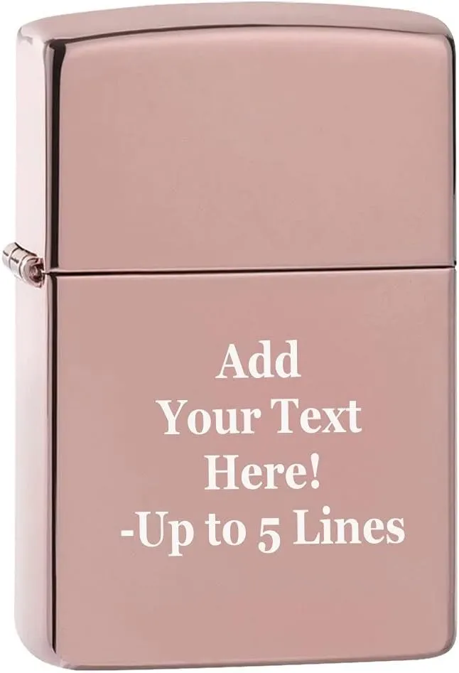 Zippo Lighter - Personalized Message Engraved on Backside Colored Windproof Lighter Rose Gold 49190