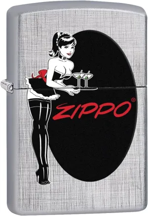 Zippo Lighter: Pin-up Maid - Linen Weave 76593