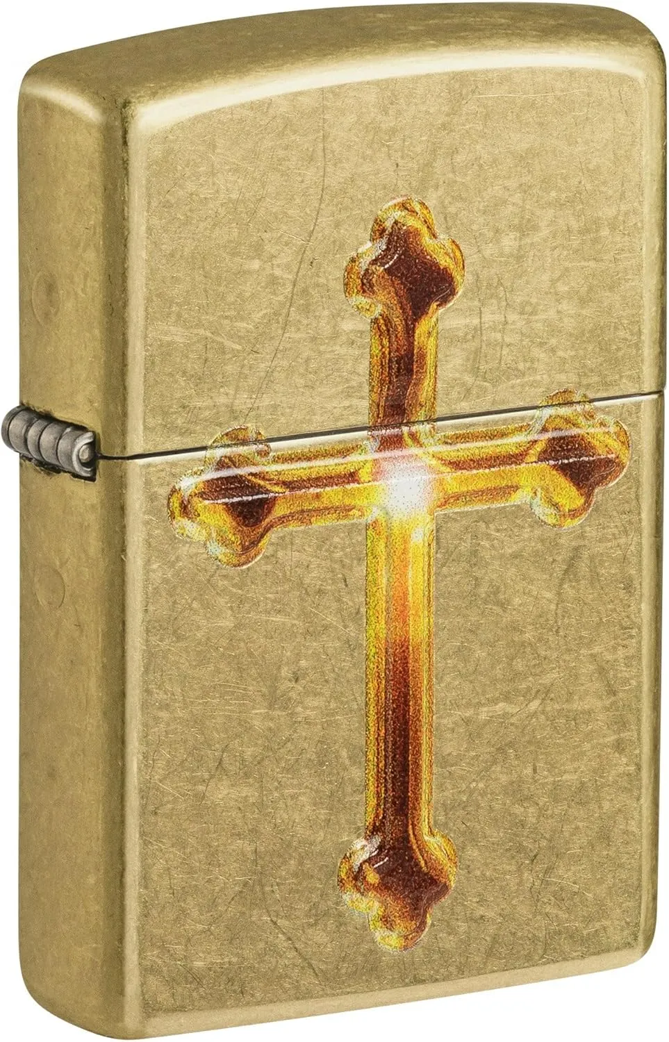 Zippo Lighter: Raised Cross Emblem - Street Brass 81651