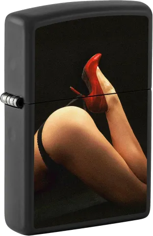 Zippo Lighter: Red Shoe Girl - Black Matte 81638