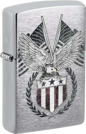 Zippo Lighter, United States Bald Eagle Crest - Brushed Chrome 81064