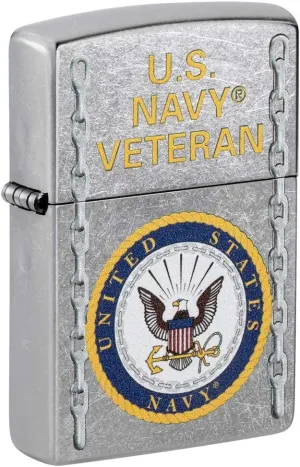Zippo Lighter: U.S. Navy Veteran - Street Chrome 81250