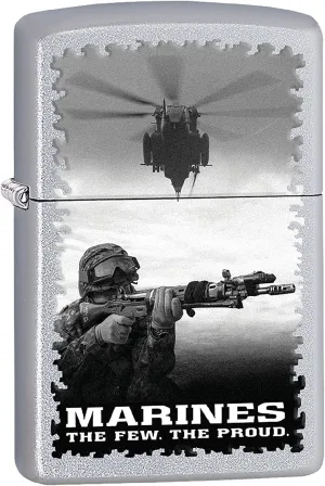 Zippo Lighter- USMC Satin Chrome Windproof Lighter #Z379