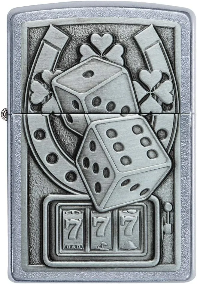 Zippo Lucky 7 Emblem Street Chrome Pocket Lighter, Silver, One Size