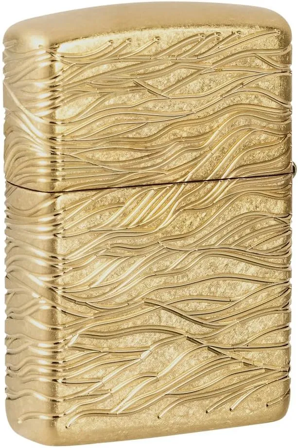 Zippo Luxury Waves Design Armor Tumbled Brass Pocket Lighter