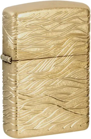 Zippo Luxury Waves Design Armor Tumbled Brass Pocket Lighter