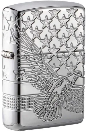 Zippo Patriotic Design Pocket Lighter, High Polish Chrome, One Size (49027)