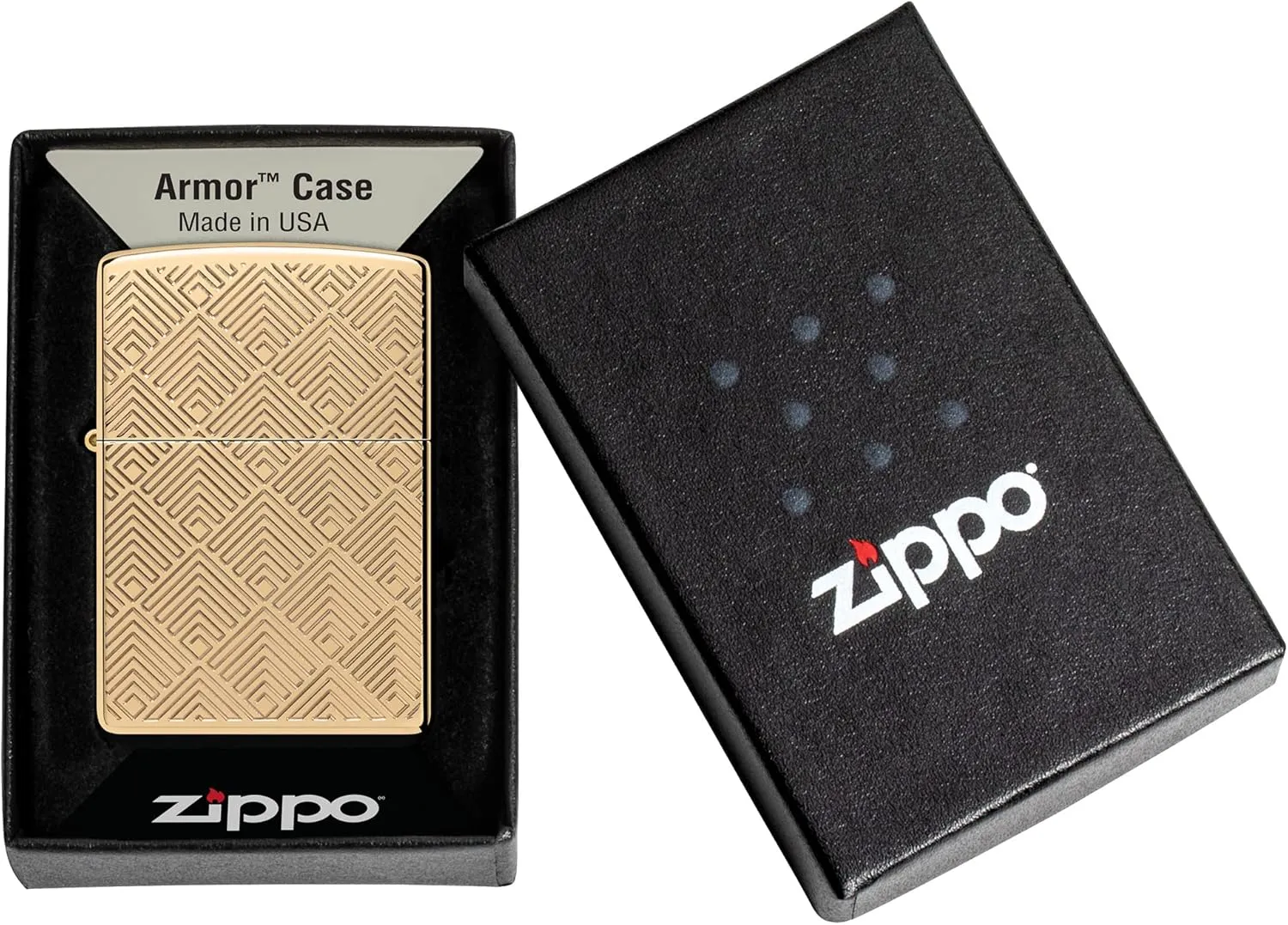 Zippo Pattern Design Armor High Polish Brass Pocket Lighter