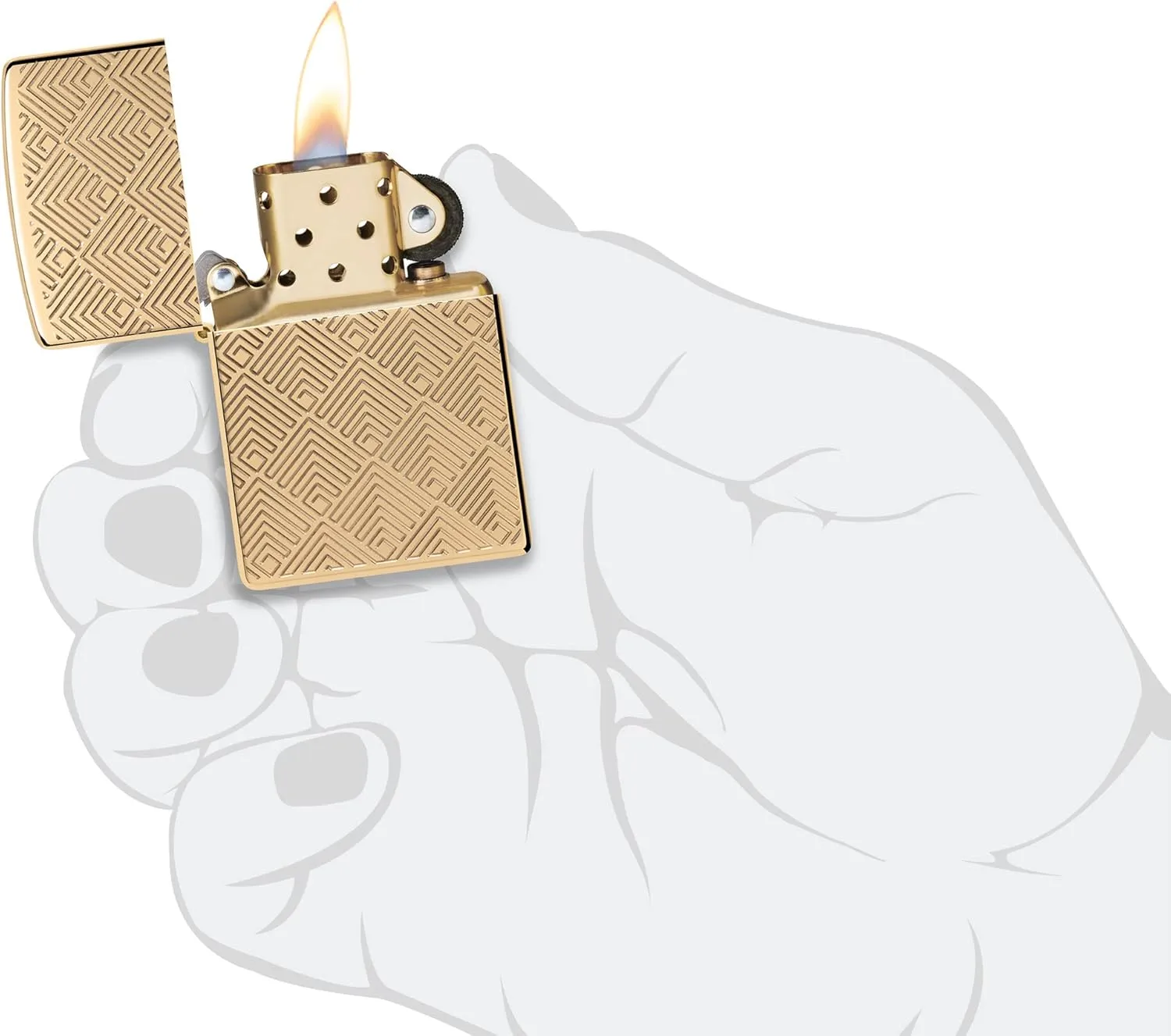 Zippo Pattern Design Armor High Polish Brass Pocket Lighter
