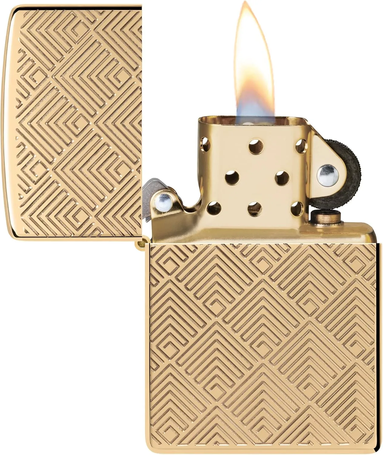 Zippo Pattern Design Armor High Polish Brass Pocket Lighter