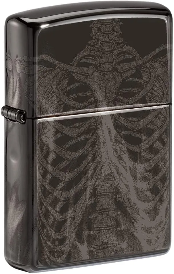 Zippo Rib Cage Design High Polish Black Pocket Lighter