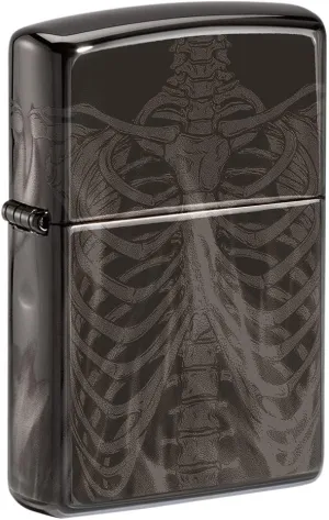Zippo Rib Cage Design High Polish Black Pocket Lighter