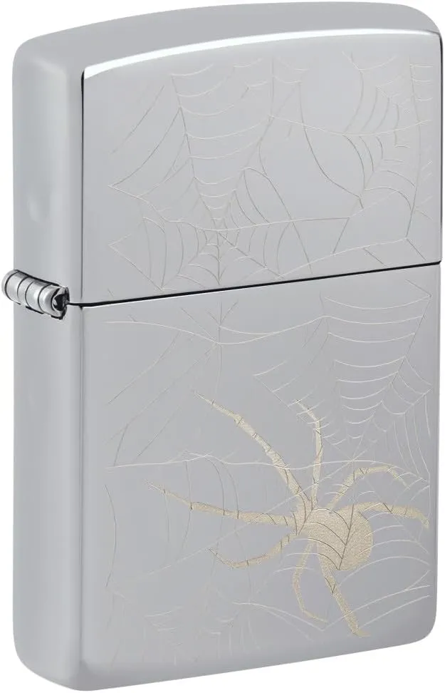 Zippo Spider Web Design High Polish Chrome Pocket Lighter