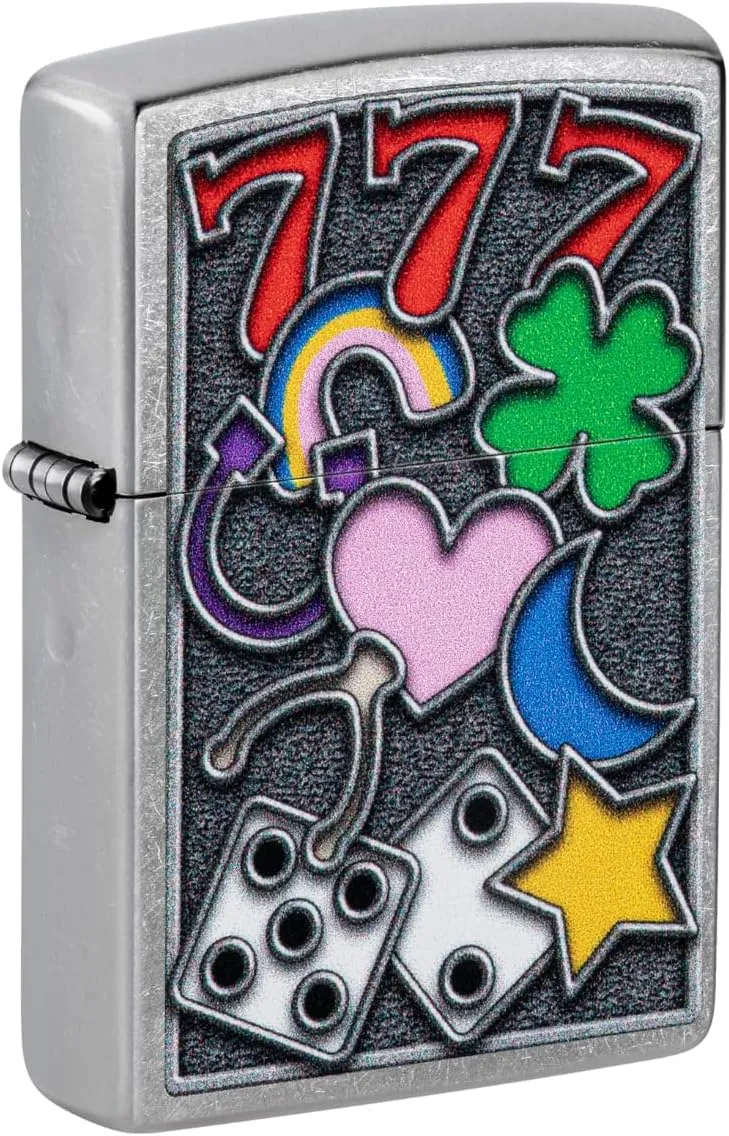 Zippo Unisex-Adult Clover Lighters, All Luck Street Chrome