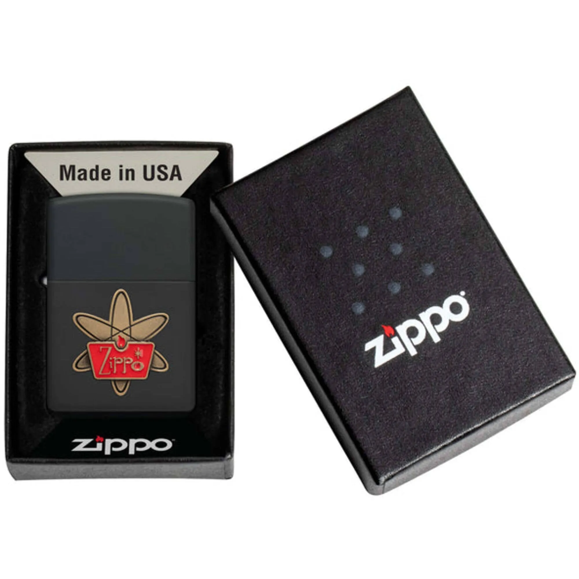 Zippo Windproof Lighter Atomic Zippo Design Classic Black Matte Finish 48920
