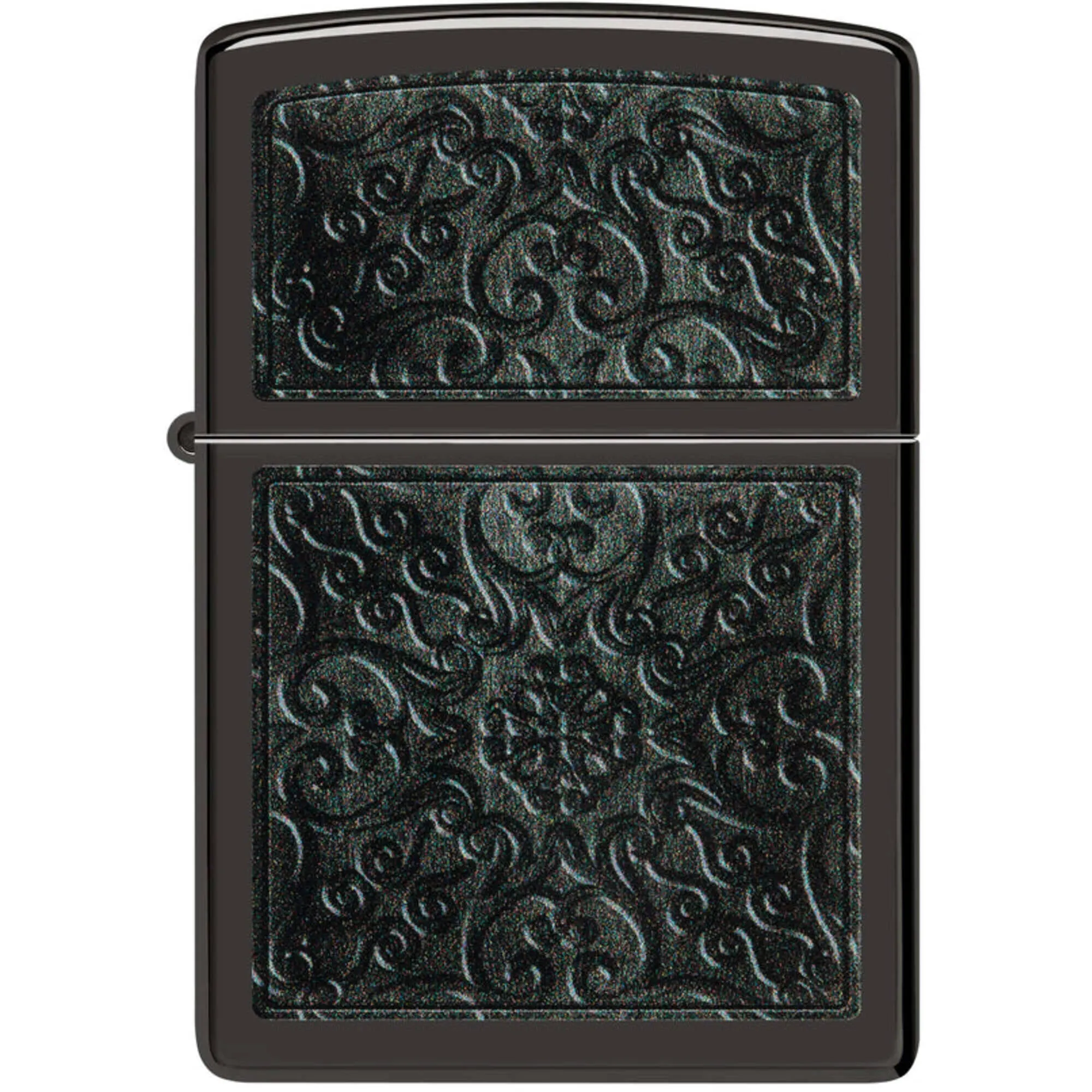 Zippo Windproof Lighter Intricate Scrollwork Design High Polish Black 48961