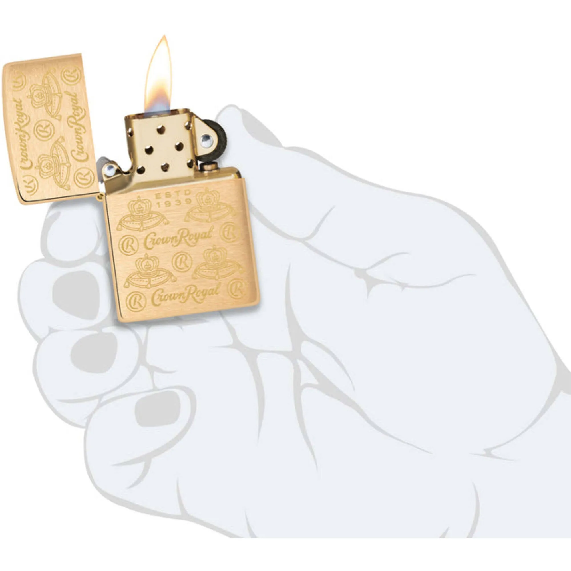 Zippo Windproof Pocket Lighter Crown Royal Elegance Design Brass Metal 46299