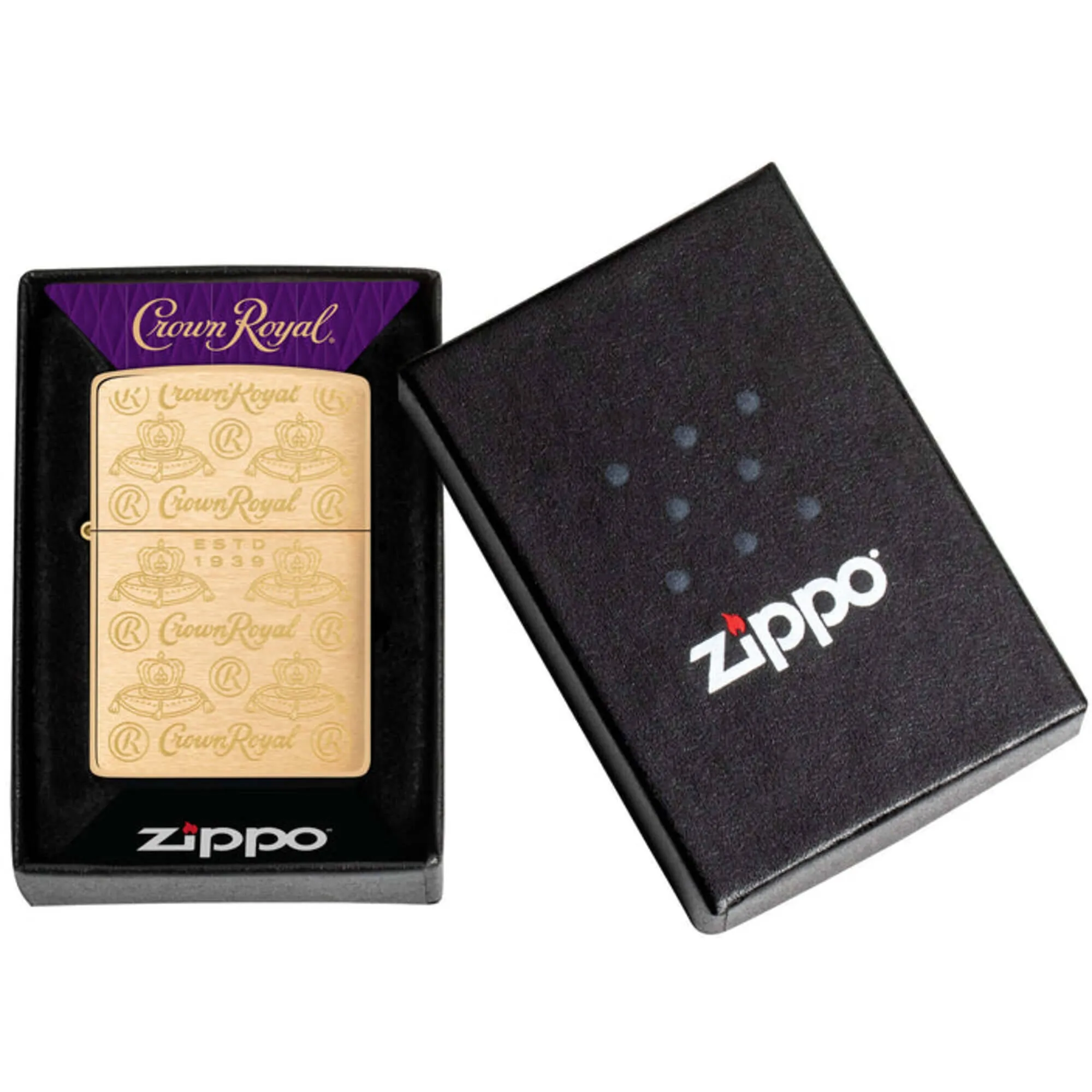 Zippo Windproof Pocket Lighter Crown Royal Elegance Design Brass Metal 46299