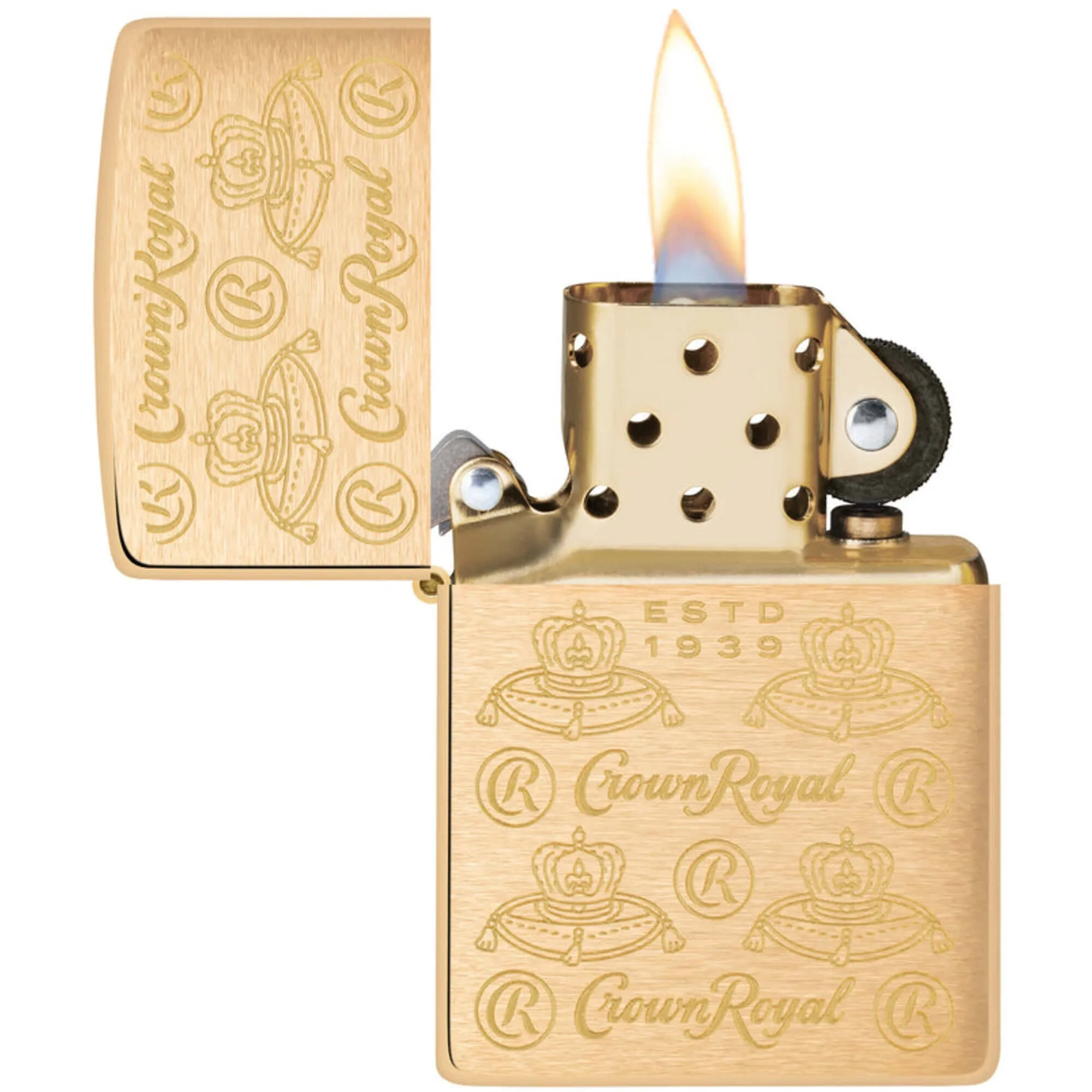 Zippo Windproof Pocket Lighter Crown Royal Elegance Design Brass Metal 46299
