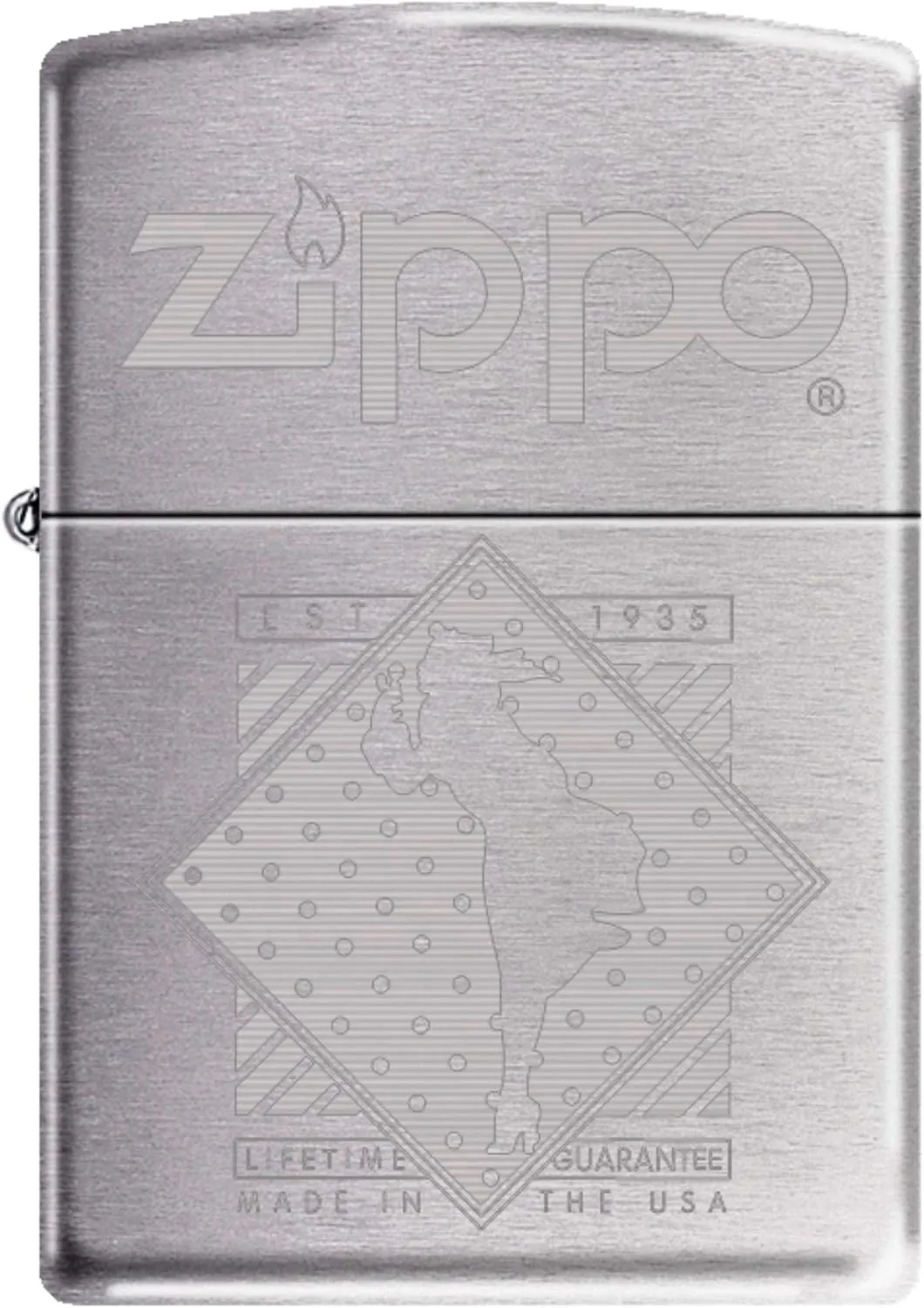 Zippo Windy Girl in a Diamond Satin Chrome Auto Engrave Windproof Lighter