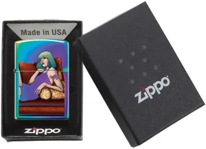 Zippo Woman with Chrome Dress Lighter, High Polish Finish – Artistic Lounge Scene, Windproof & Refillable
