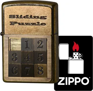Zippo Zippo Lighter, Windproof, Brass, Double-Sided Finish, Gimmick Puzzle, Gold, Includes Special Sticker